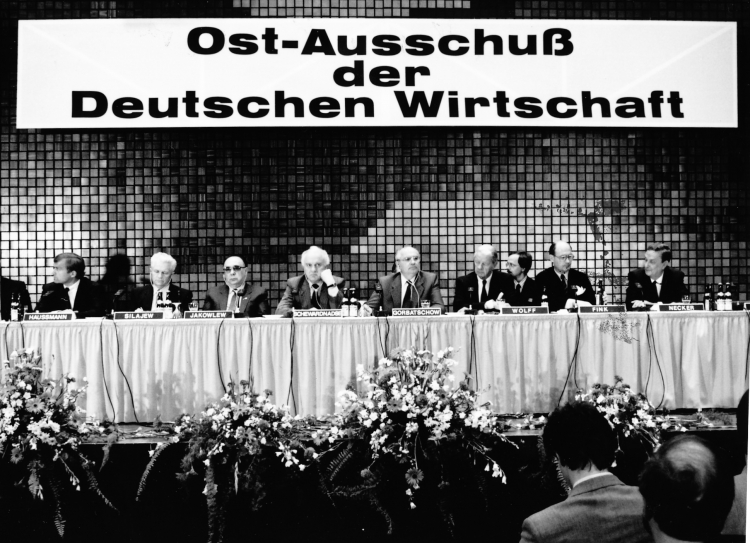 Michail Gorbatschow und Eduard Schewardnadse 1989 beim Ost-Ausschuss in Köln. Foto: OA-Archiv