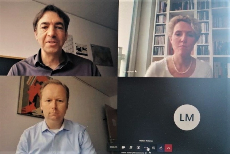 Andreas Metz, OAOEV (l.o); Tanja Galander, PwC ( r.o.); Marcus Kreft, Auswärtiges Amt (l.u.); Foto: OAOEV