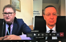 v.l.n.r.: Taras Kachka und Michael Harms im virtuellen Austausch