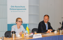 Energieministerin Buslavets beim Untrnehmergespräch im Ost-Ausschuss. Foto: Ost-Ausschuss