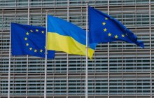 Ukraine-Flagge vor dem Sitz der EU-Kommission. Foto: European Union 2025