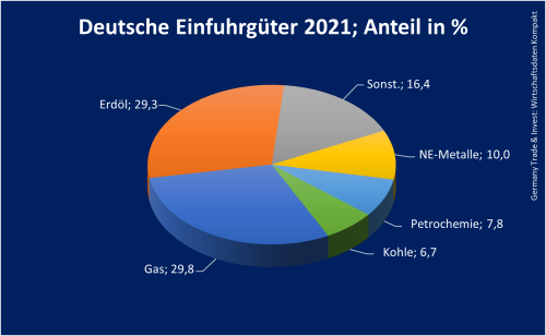Deutsche Einfuhrgüter 2021; Anteil in %_Russische Föderation