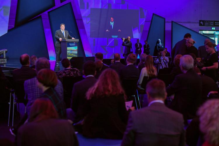 Litauens Außenminister Linkevičius bei der Eröffnung der Smart Country Convention 2019. Foto: Messe Berlin GmbH