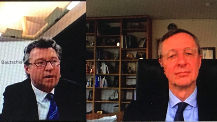 Die Video-Konferenz mit dem deutschen Botschafter in Russland Géza Andreas von Geyr wurde von OAOEV-Geschäftsführer Michael Harms moderiert, Foto: OAOEV