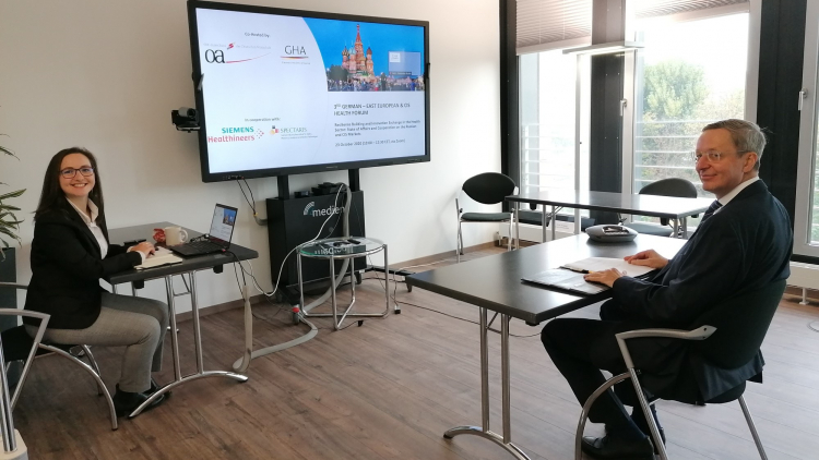 Ost-Ausschuss-Geschäftsführer Harms eröffnete das digitale Health Forum. Foto: Ost-Ausschuss